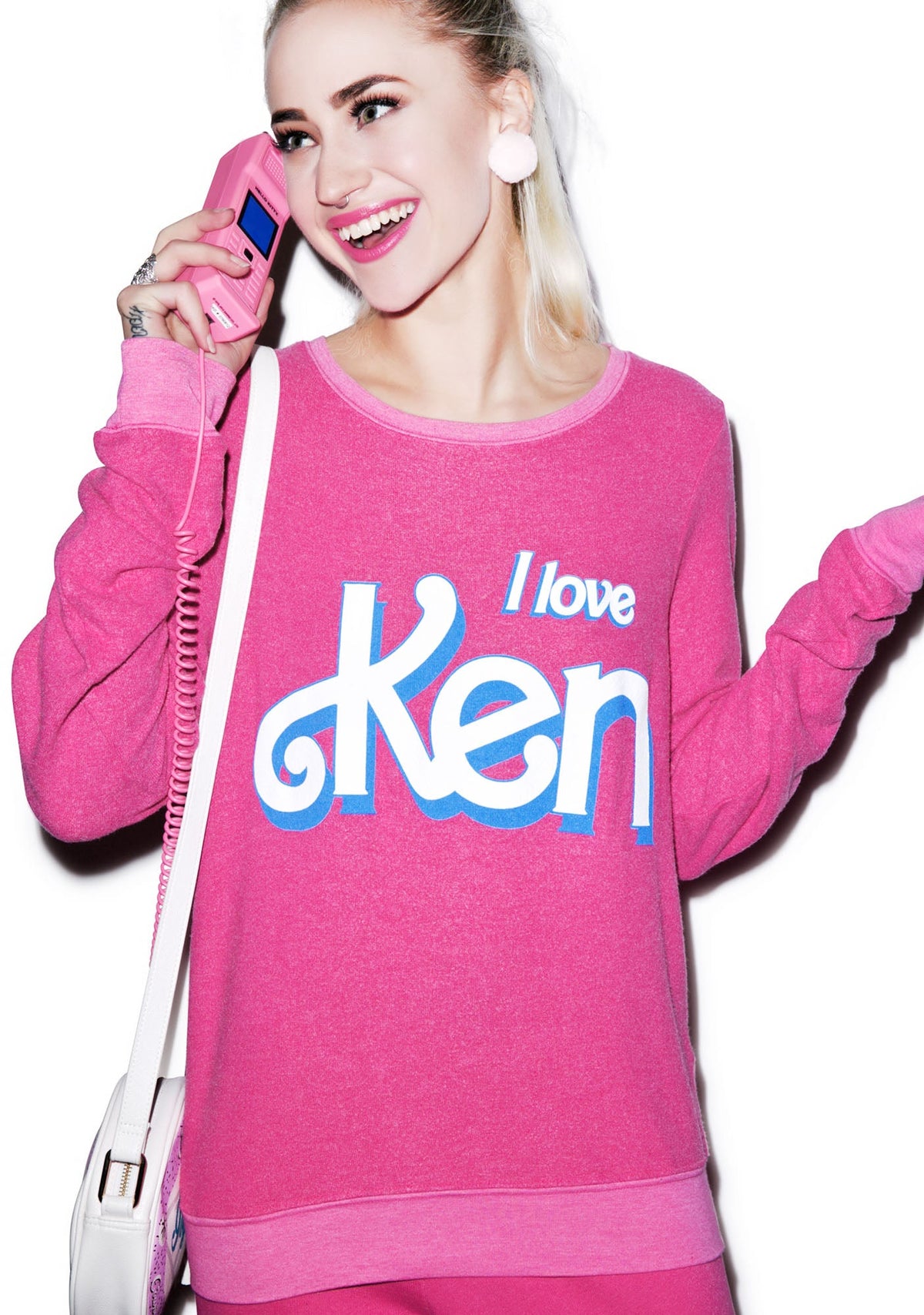 I Love Ken Baggy Beach Jumper - Dark Pink