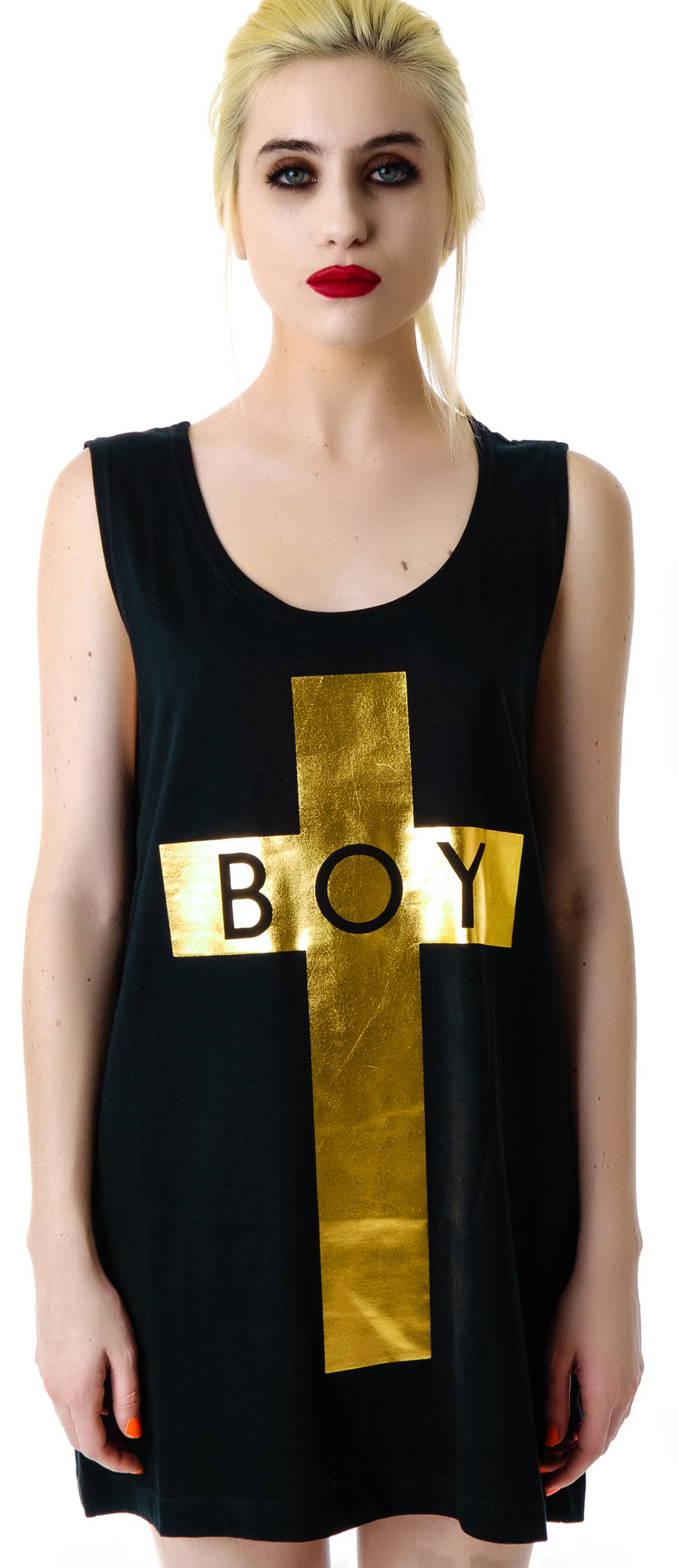 x BOY London Boy Cross Oversized Tank - Black