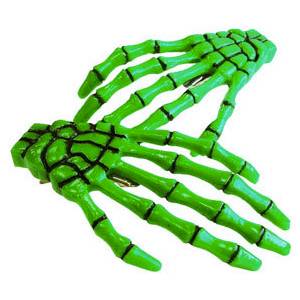 Skeleton Bone Hands Hair Slides - Gold