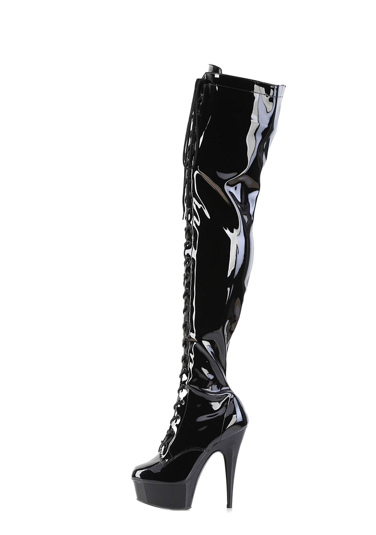 Delight-3019 Platform Thigh High Boots-Black