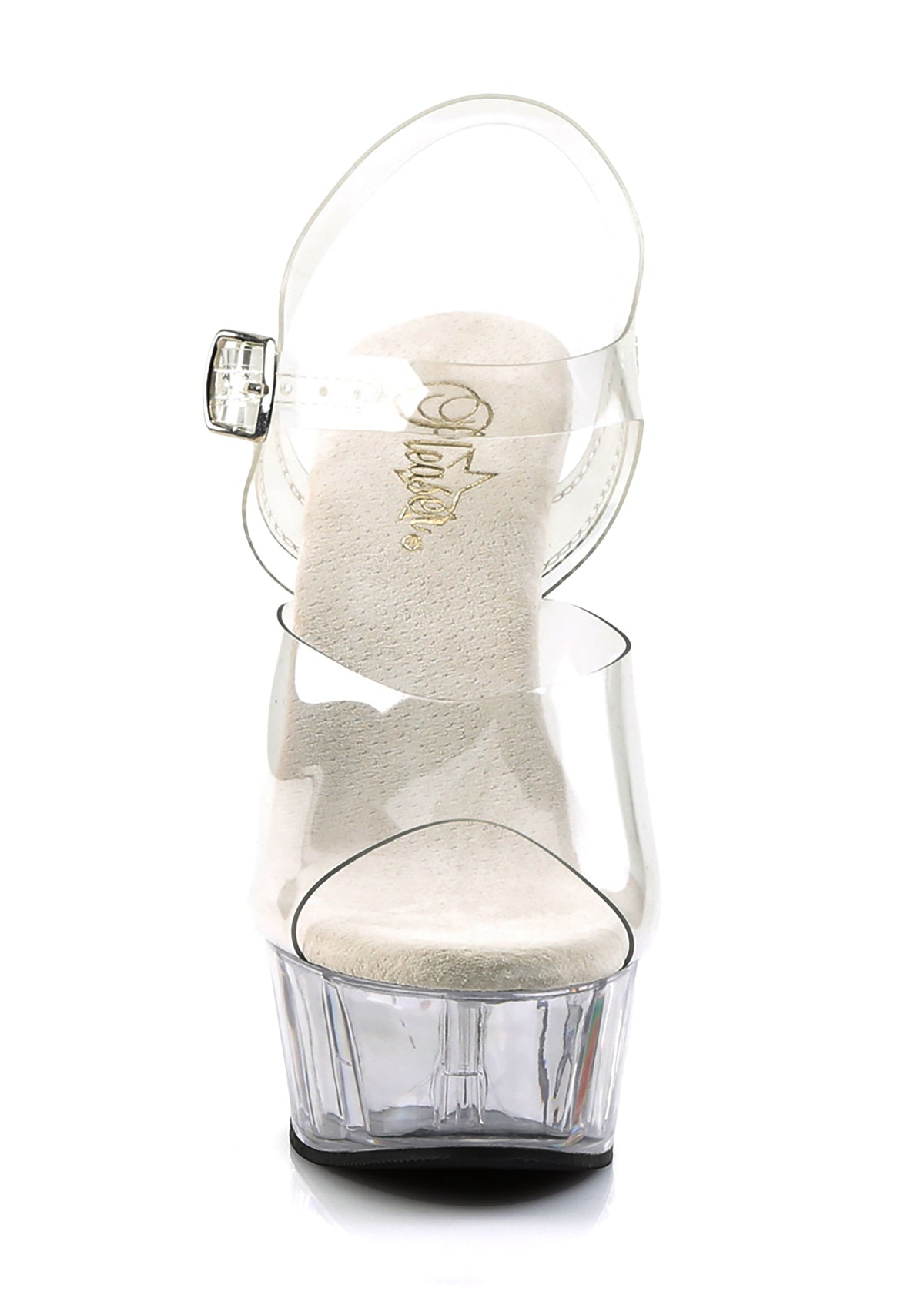 Delight-608 Platform Ankle Strap Sandals-Clear