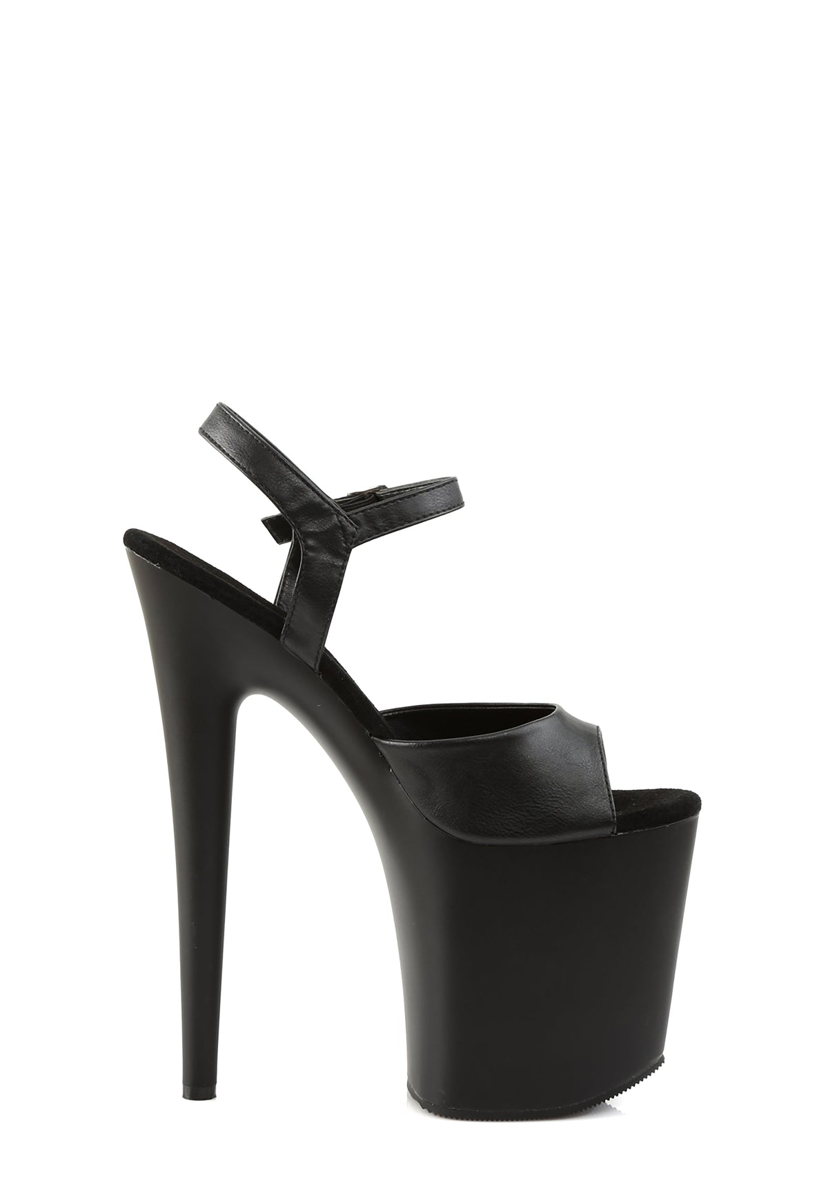 Flamingo-809 Platform Ankle Strap Sandals-Black PU