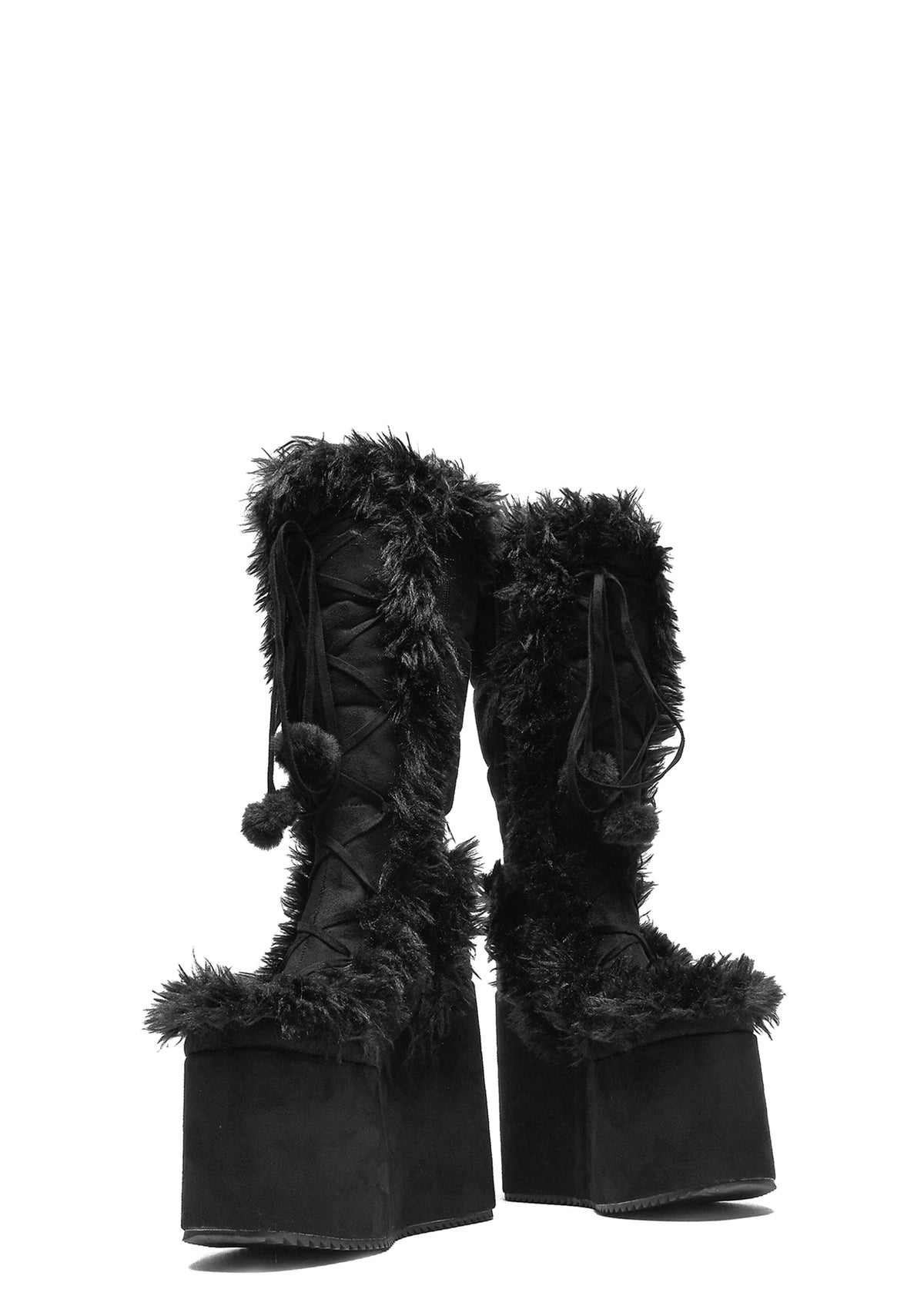 La Push Crescent Platform Faux Fur Long Boots