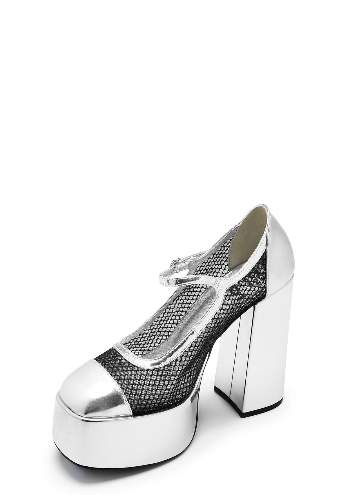 Regular Frankie Fan Fishnet Platform Heels - White