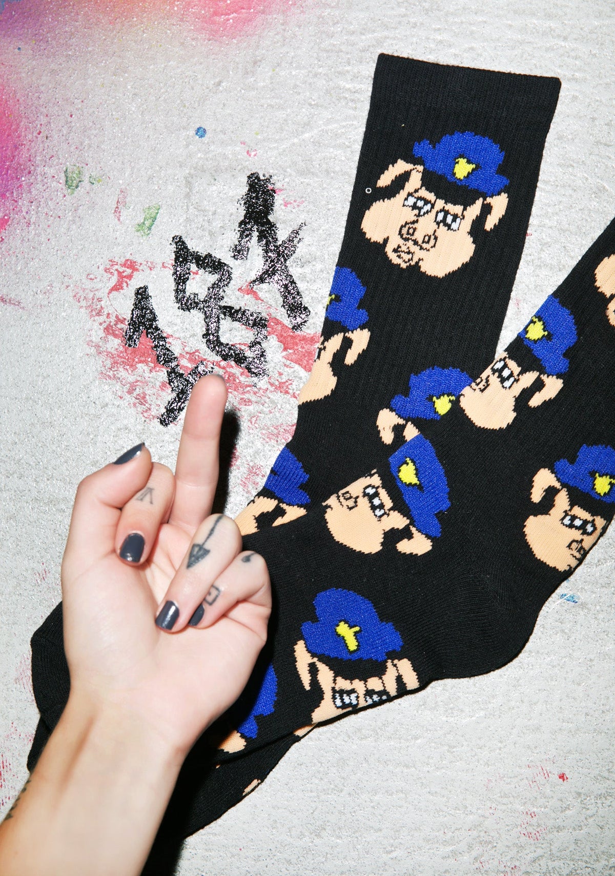 Pig Cop Socks - Black