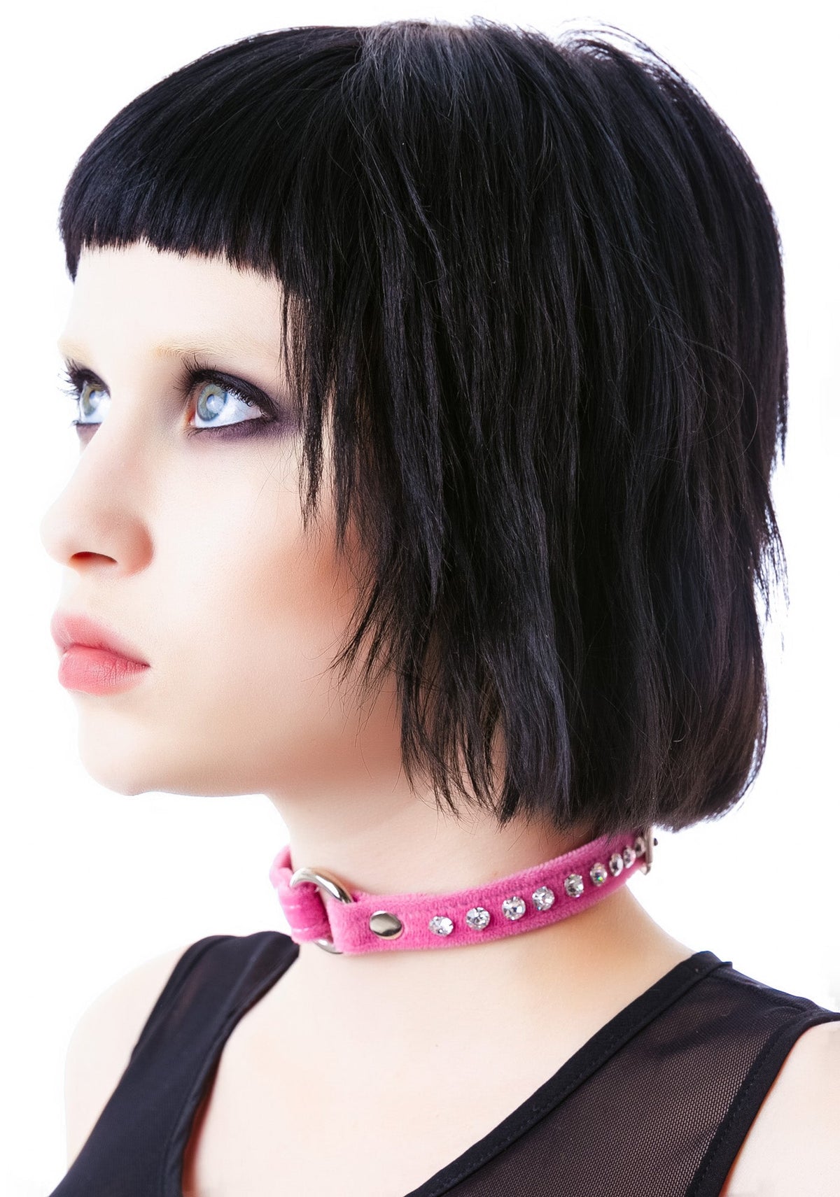 O Face Velvet Crystal Choker - Purple