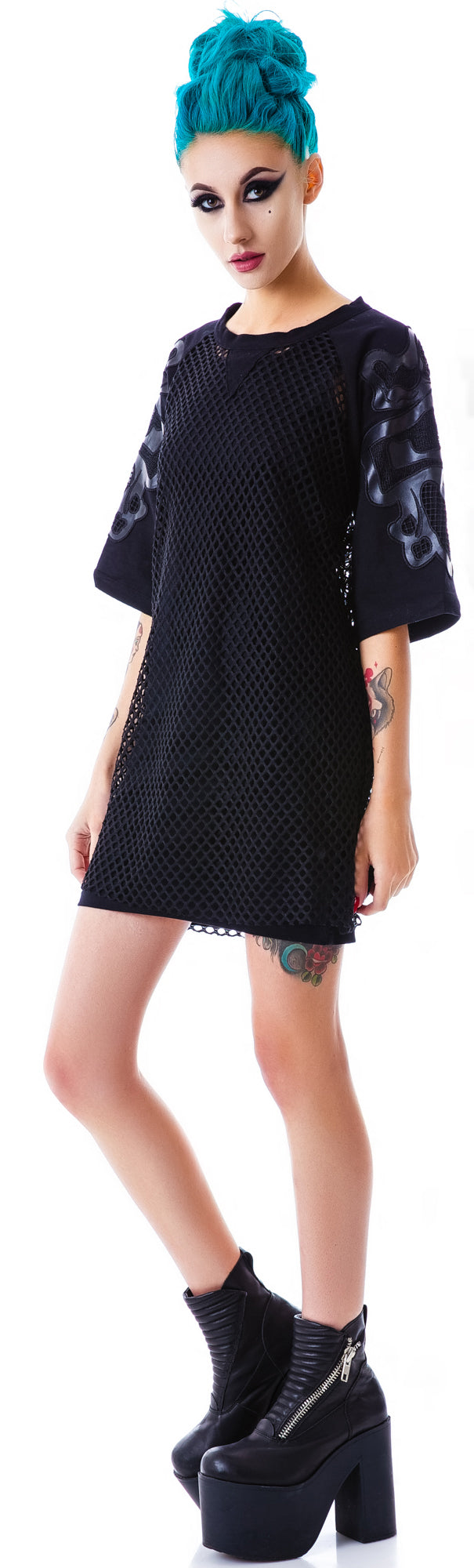Bone Me Mesh Jersey Dress - Black