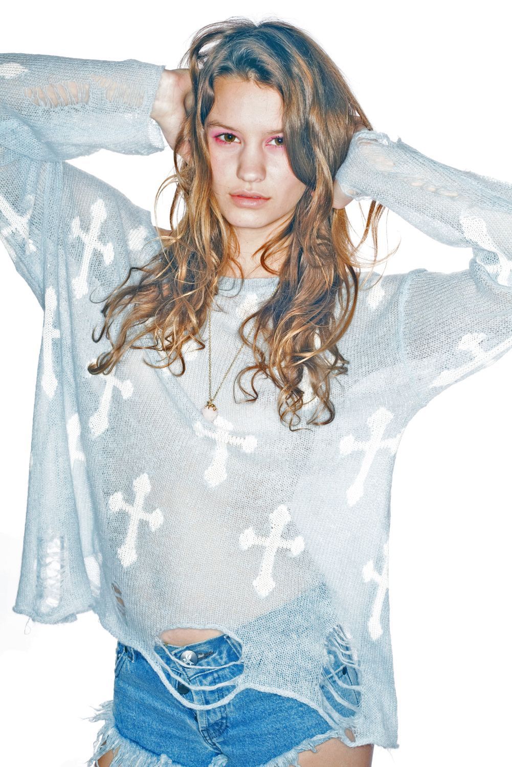Gothic Cowgirl Lennon Sweater - Light Blue