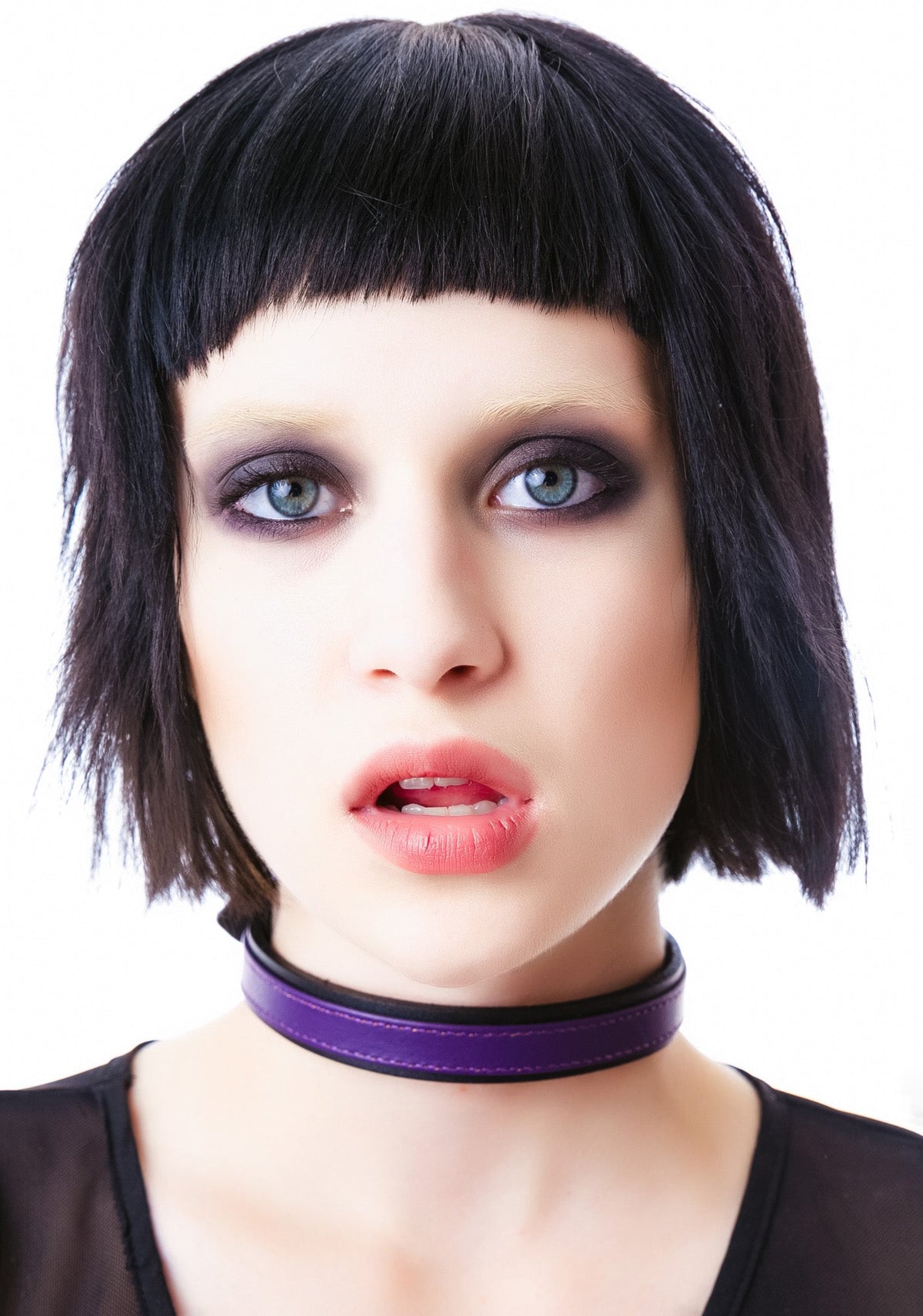 Strap Tease Leather Choker - Purple