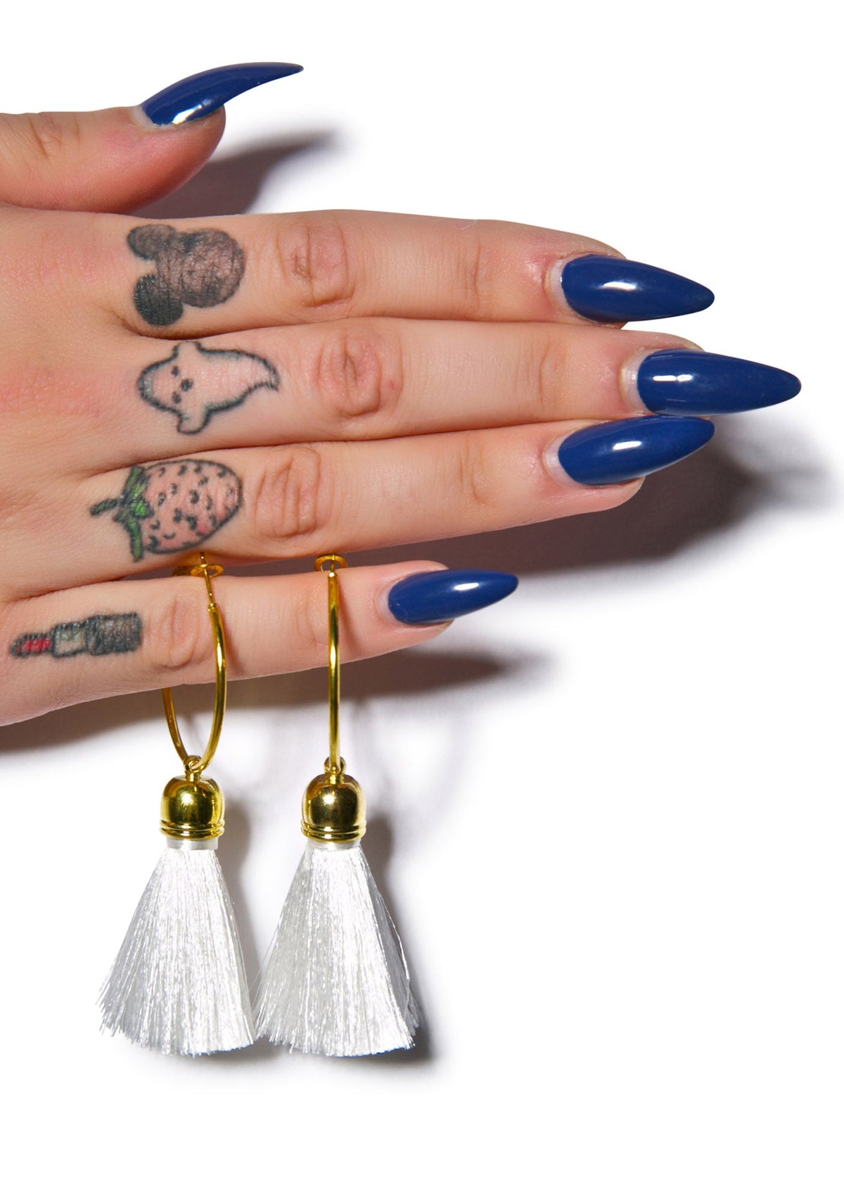 Harper Hoop Tassel Earrings - Light Blue