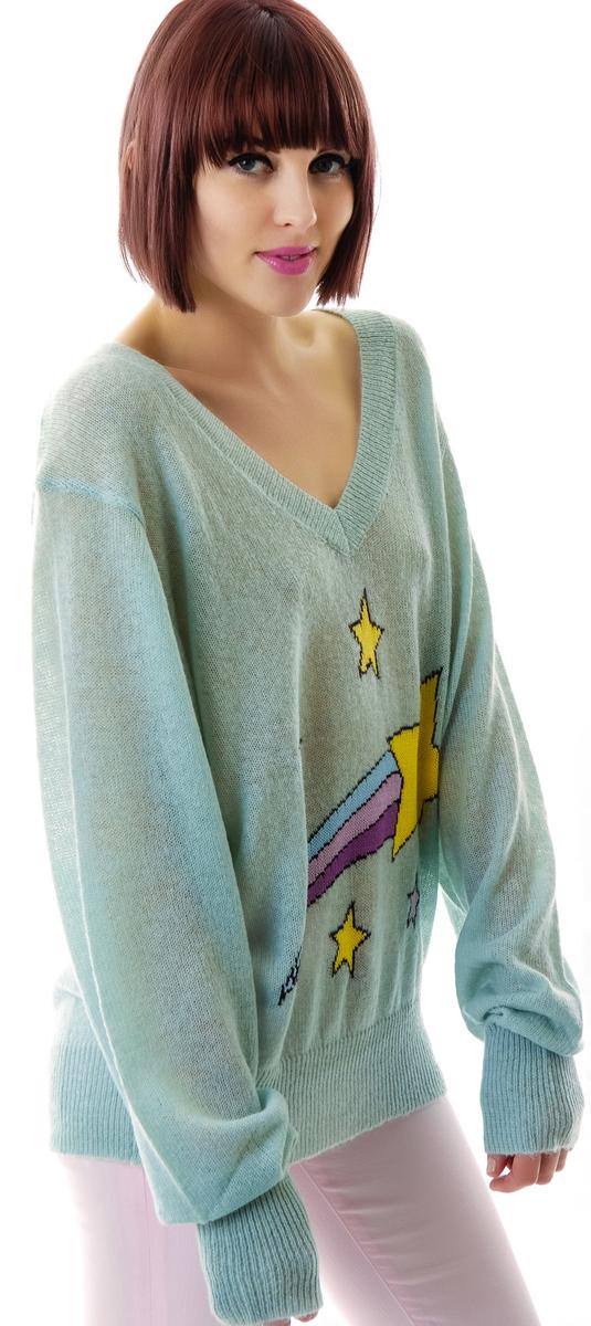 Shooting Star School Girl V-Neck Sweater - Pink