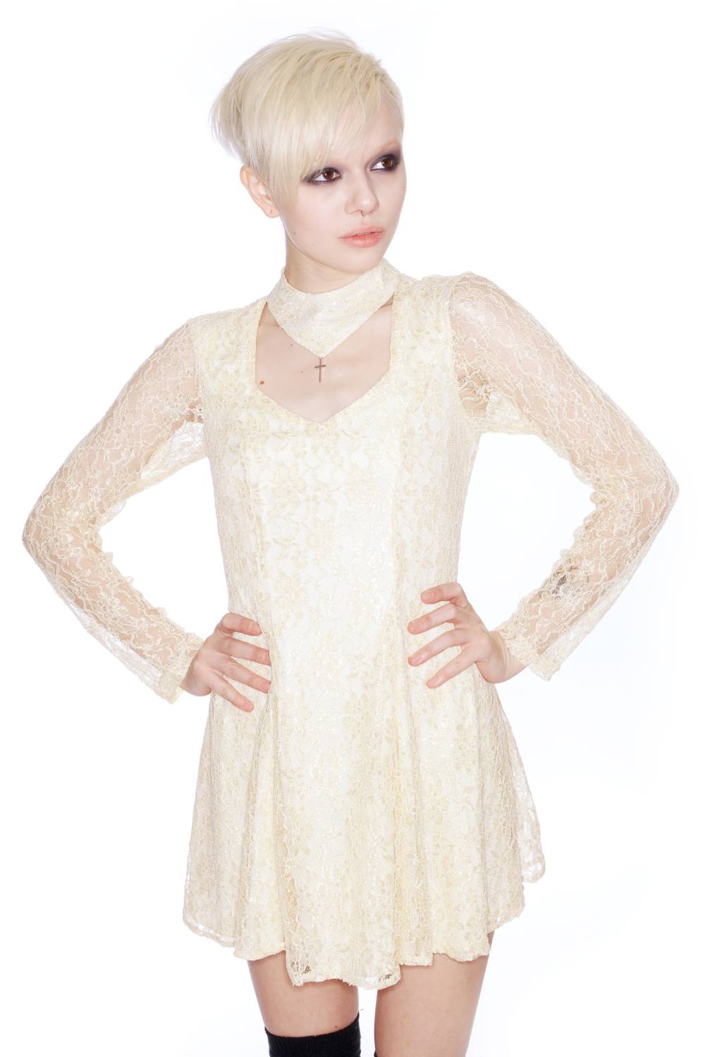 Lace Choker Dress - Black