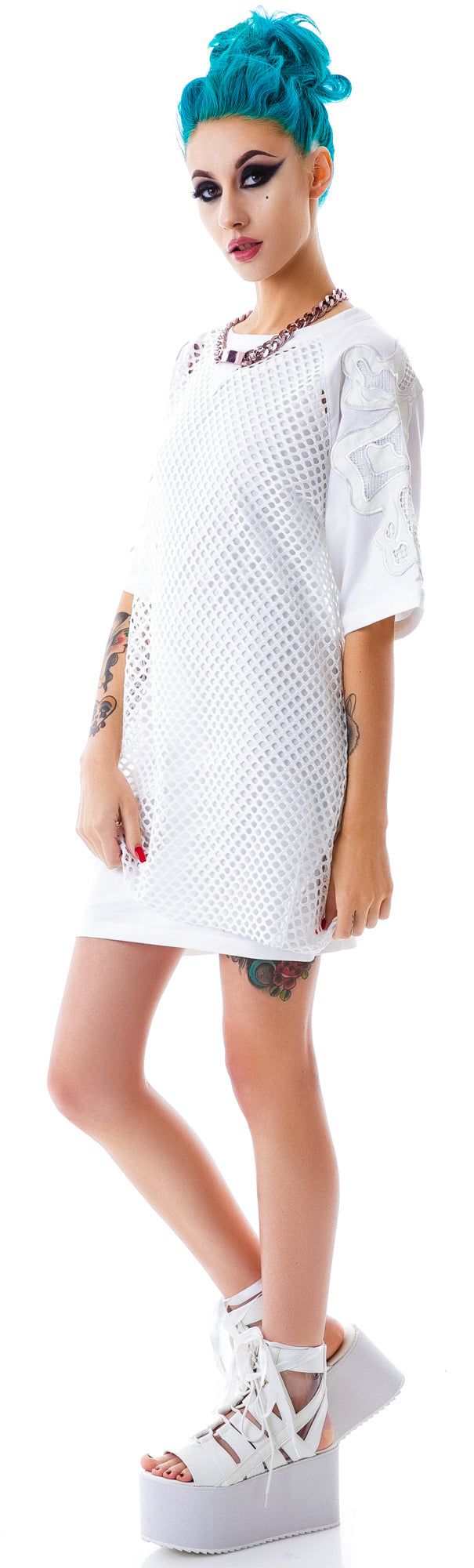 Bone Me Mesh Jersey Dress - Black
