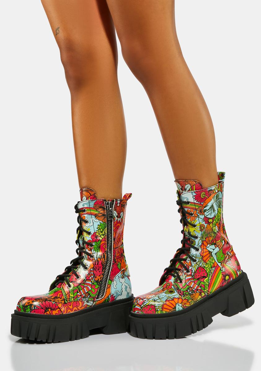 Scenic Route Combat Boots - Rainbow
