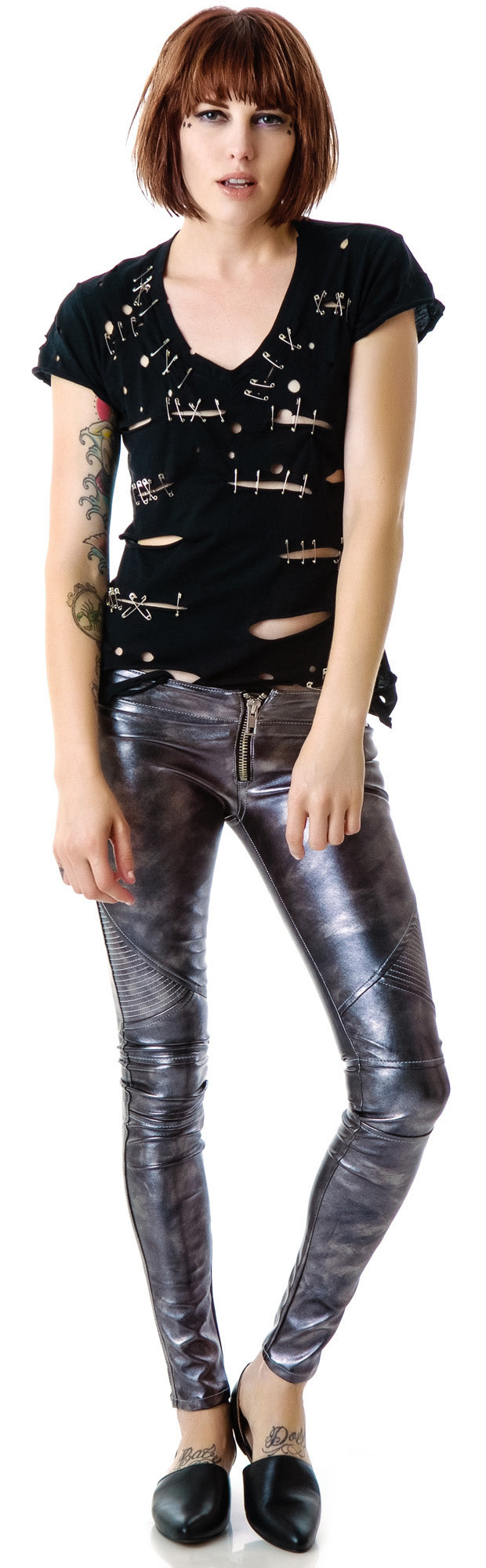 Mad Moto Leatherette Leggings - Dark Gray