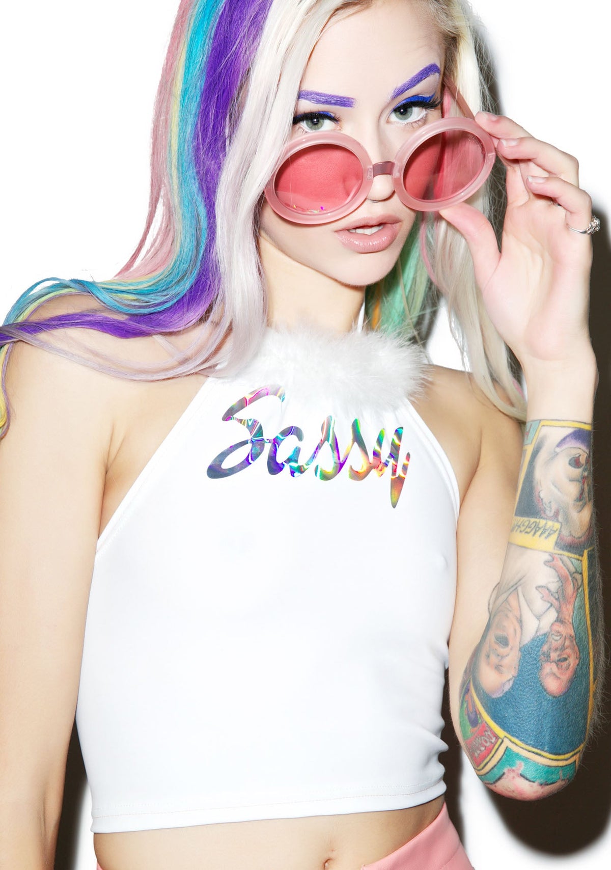 Fluff Sassy Halter - White