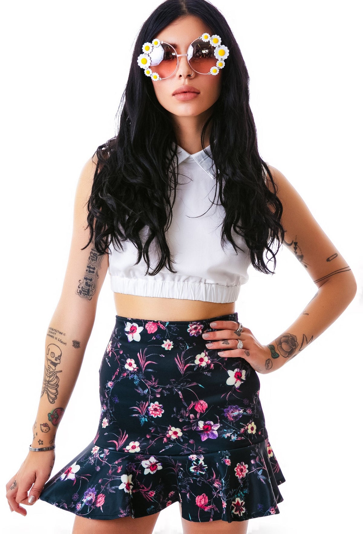 Flora Peplum Talk Skirt - White