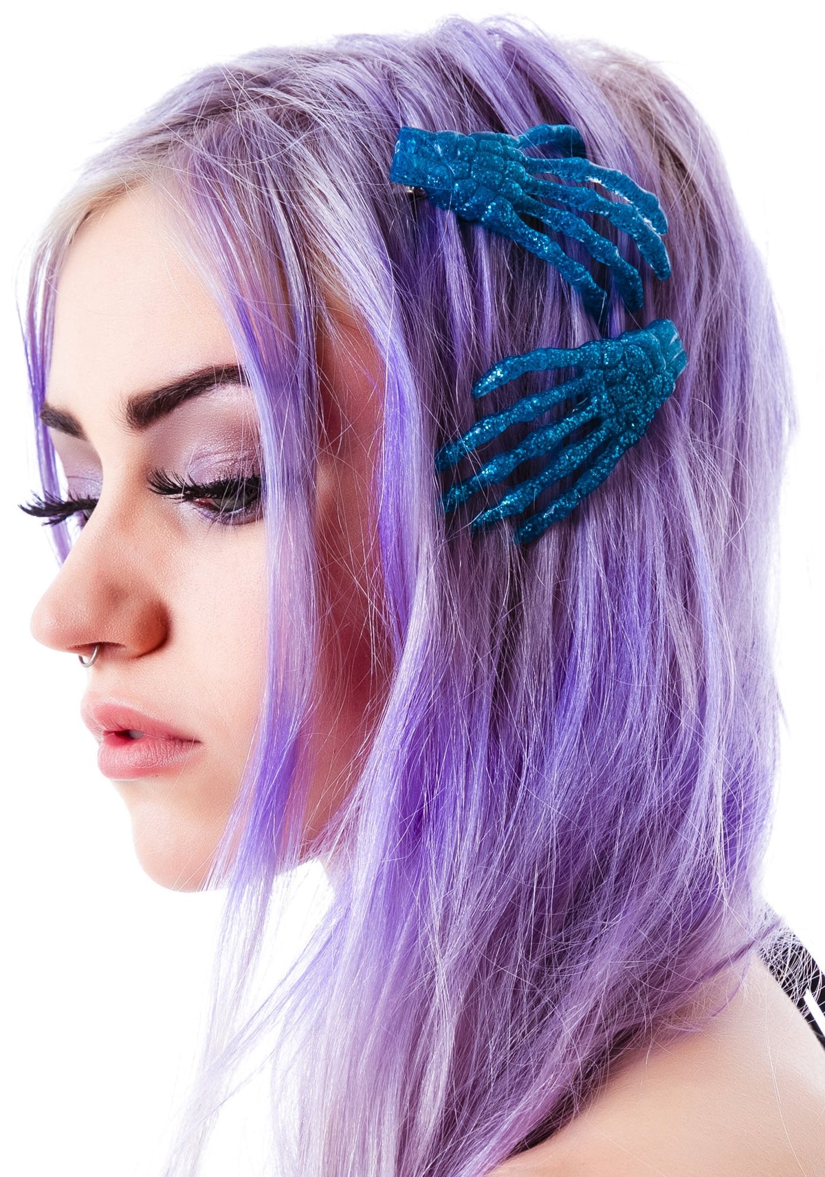 Skeleton Bone Hands Hair Slides - Gold