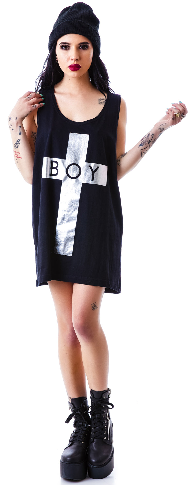 x BOY London Boy Cross Oversized Tank - Black