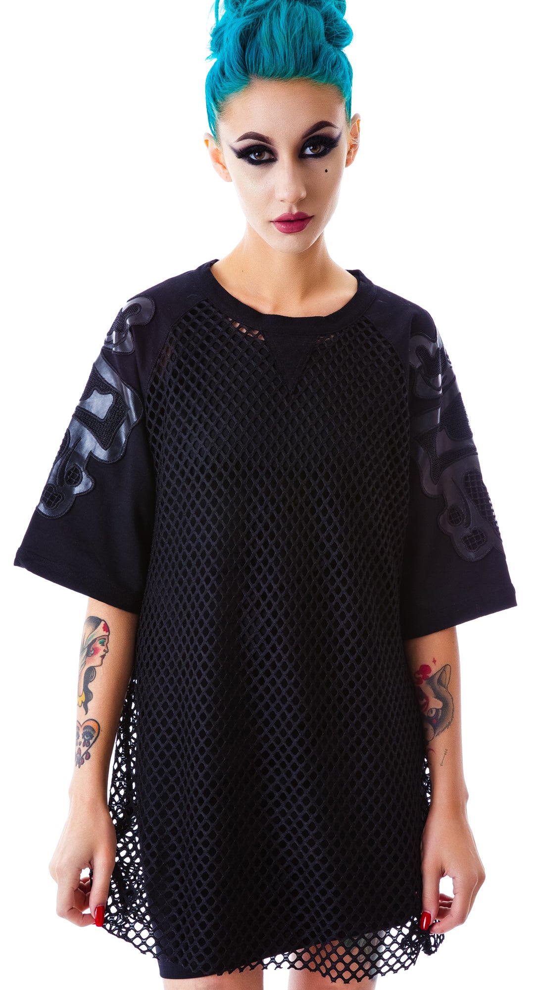 Bone Me Mesh Jersey Dress - Black