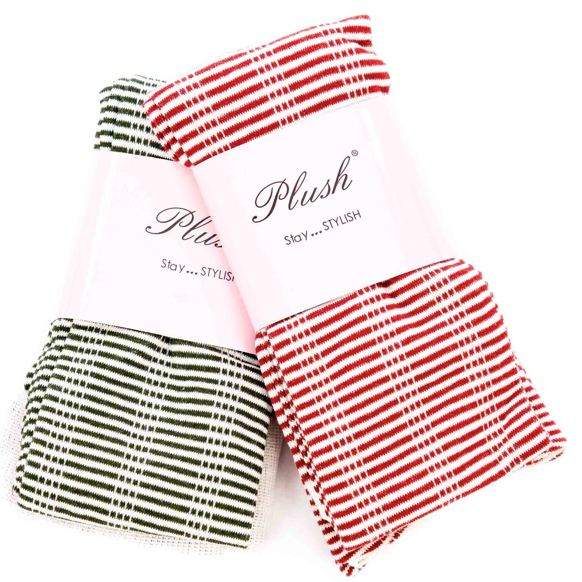 Striped Thigh High Socks - Red