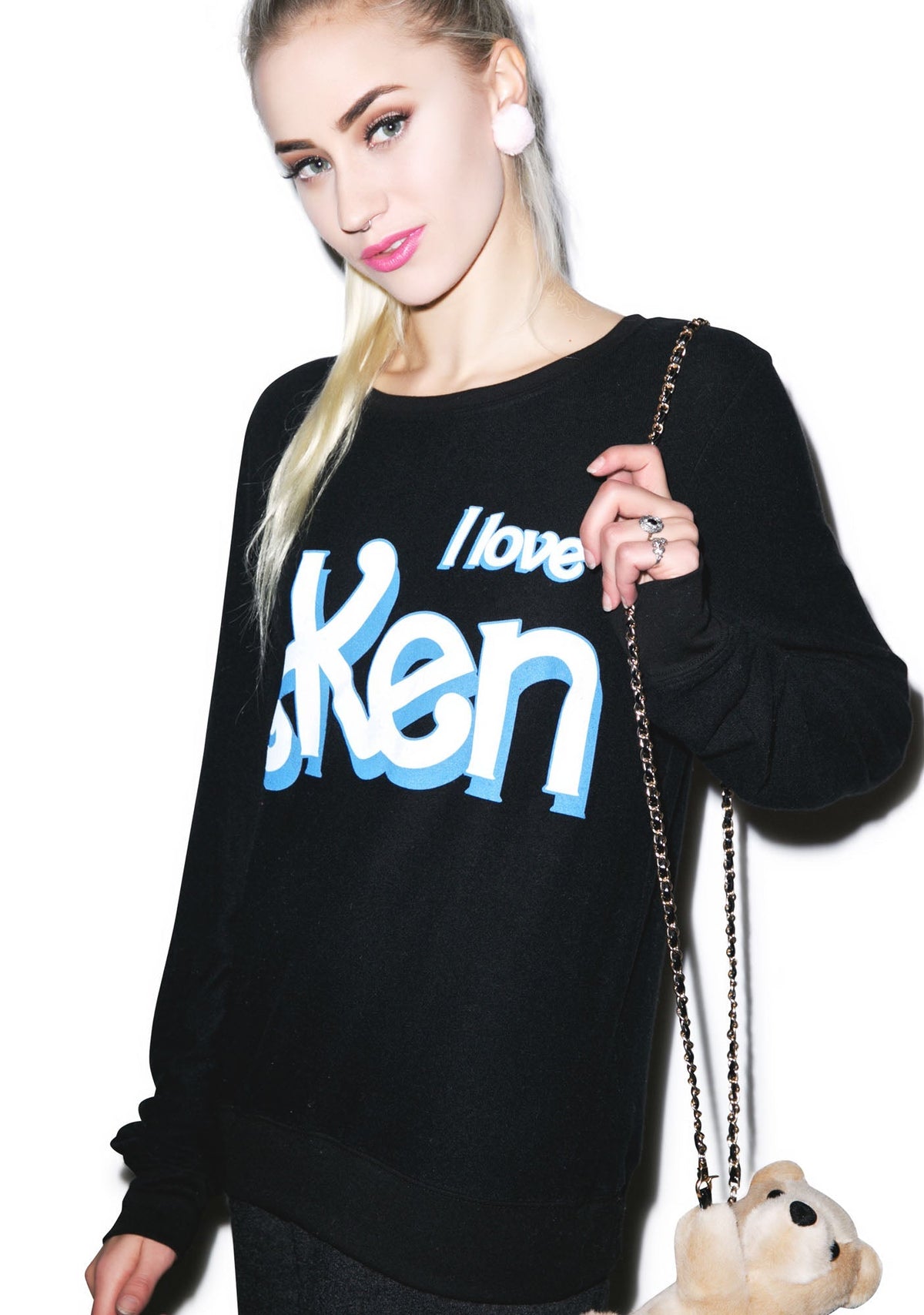 I Love Ken Baggy Beach Jumper - Dark Pink