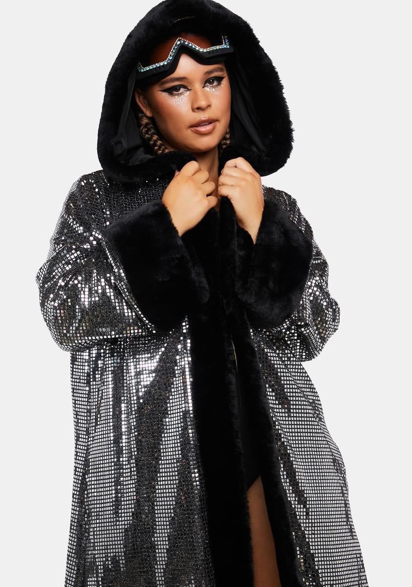 Disco Fusion Hooded Duster - Silver