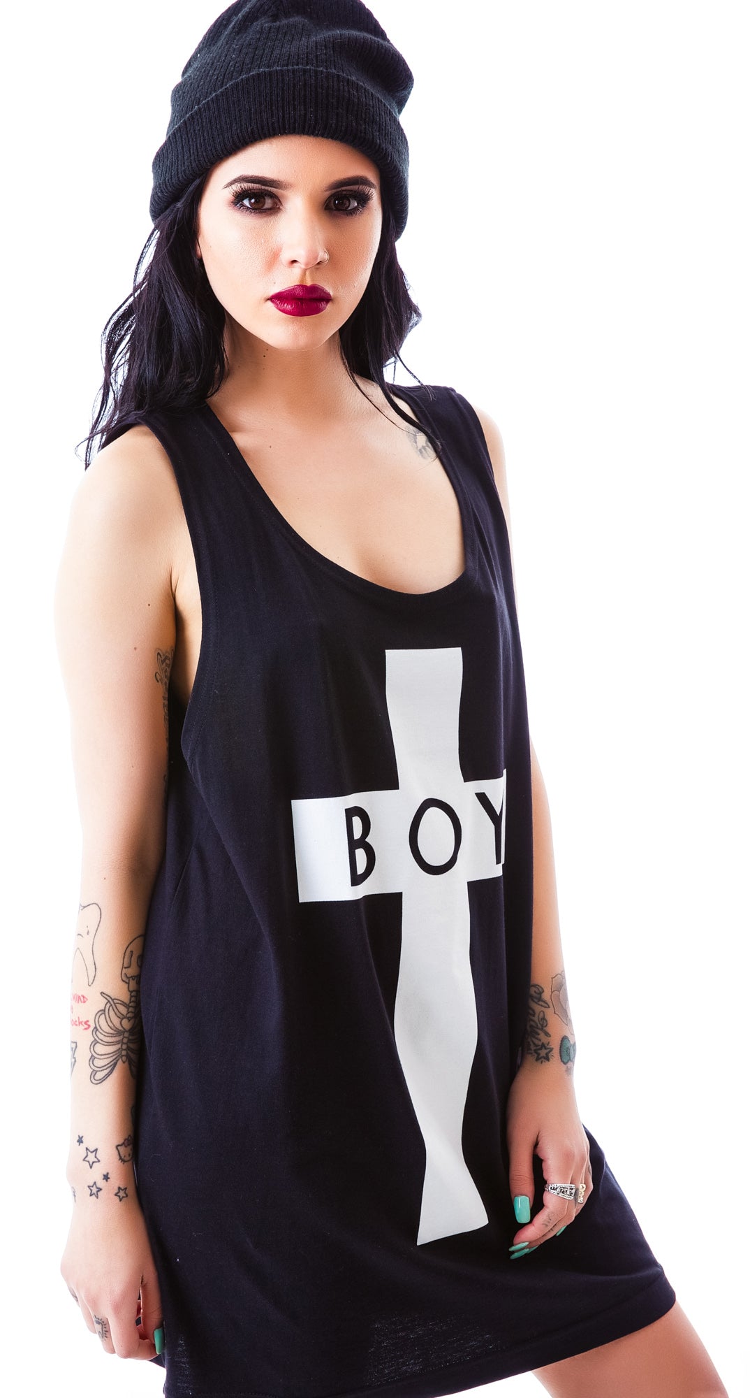 x BOY London Boy Cross Oversized Tank - Silver