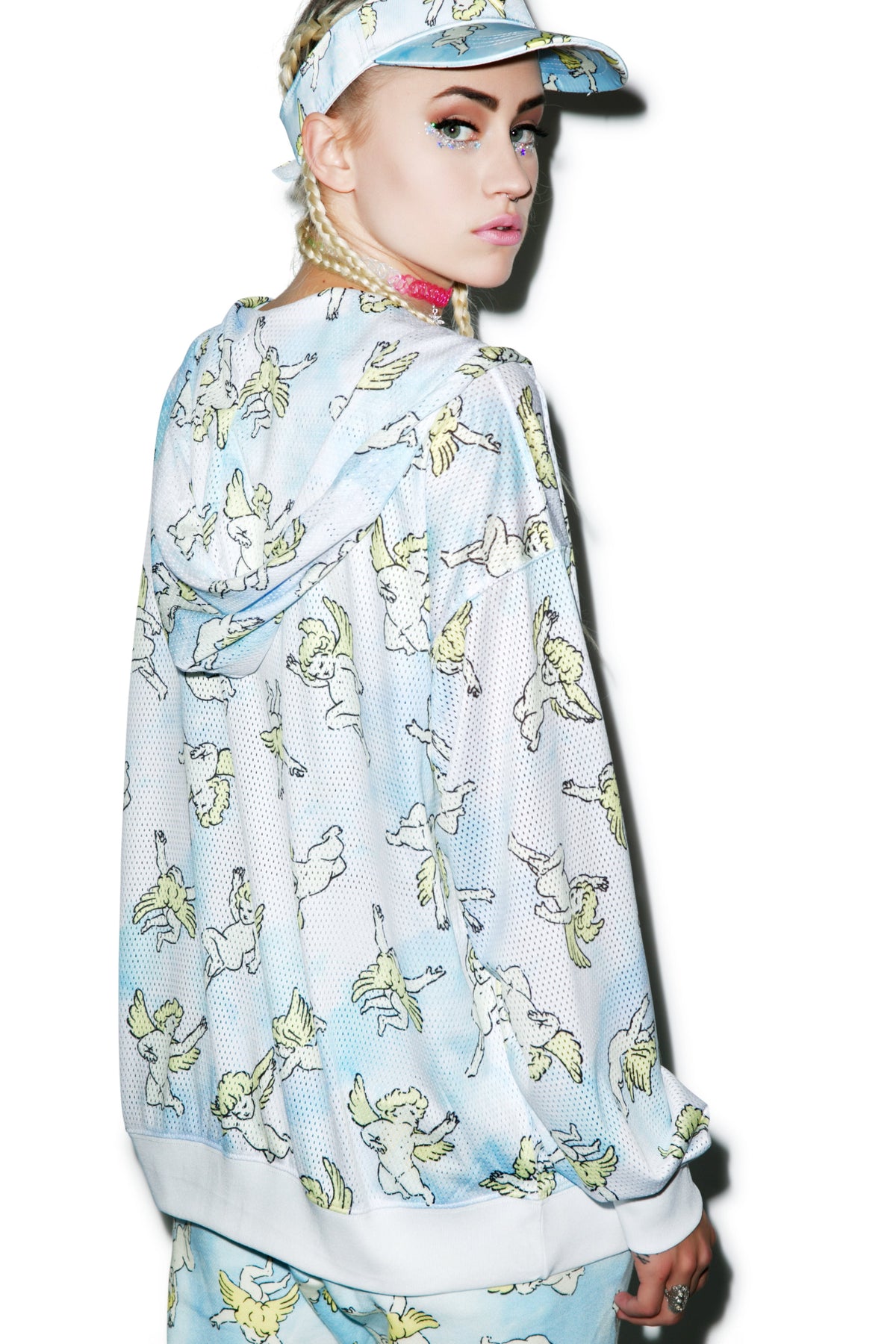 Risen Sky Mesh Hoodie - Light Blue