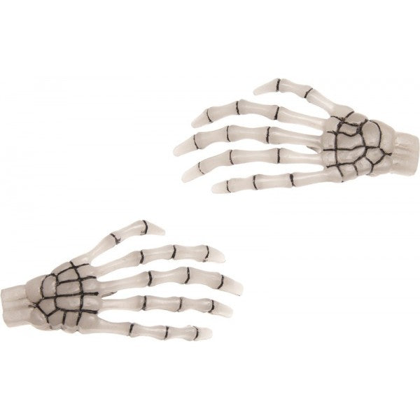Skeleton Bone Hands Hair Slides - Blue