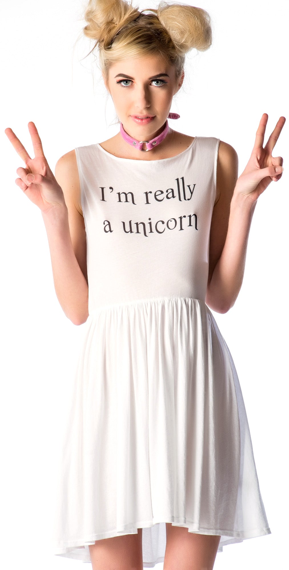 Really A Unicorn 90s Baby Doll Dress - White