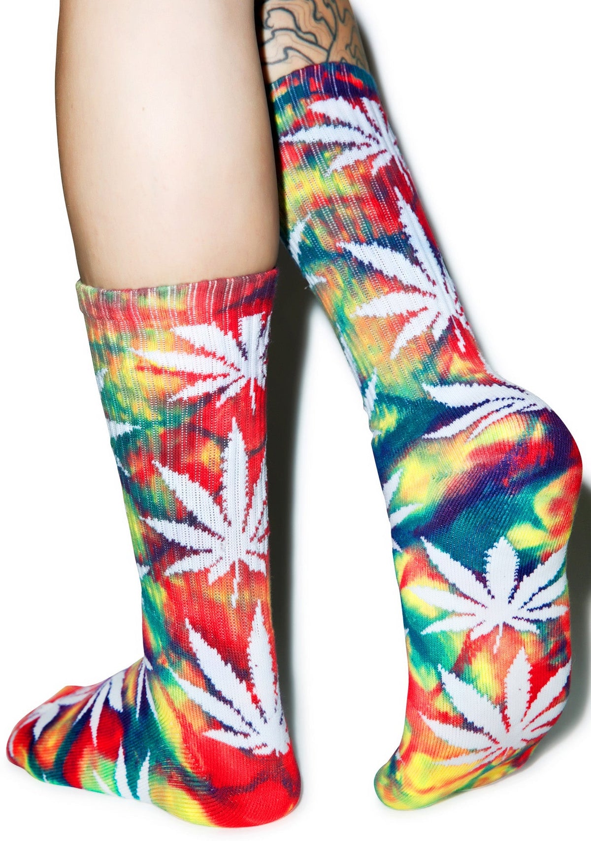 Tie Dye Plantlife Crew Sock - Off White