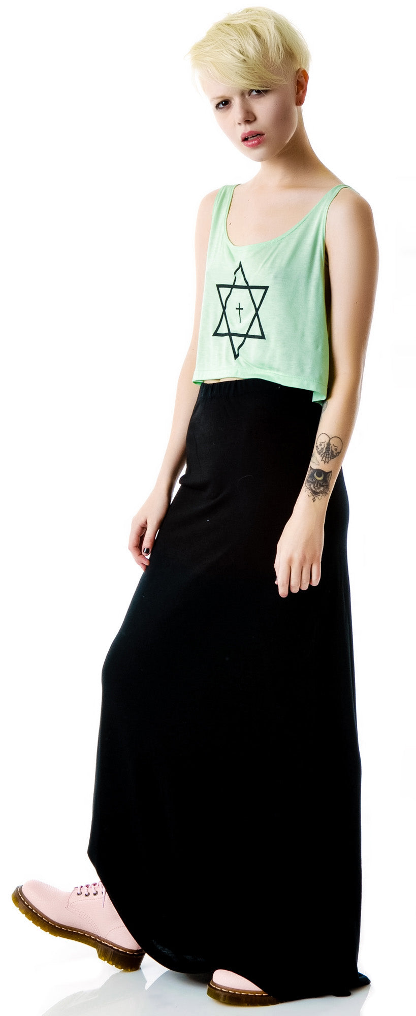 Trippy Cropped Tank Top - Light Blue