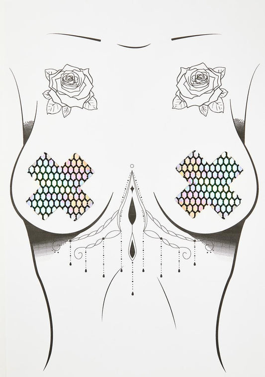 Mirrored Holographic Cross Pasties