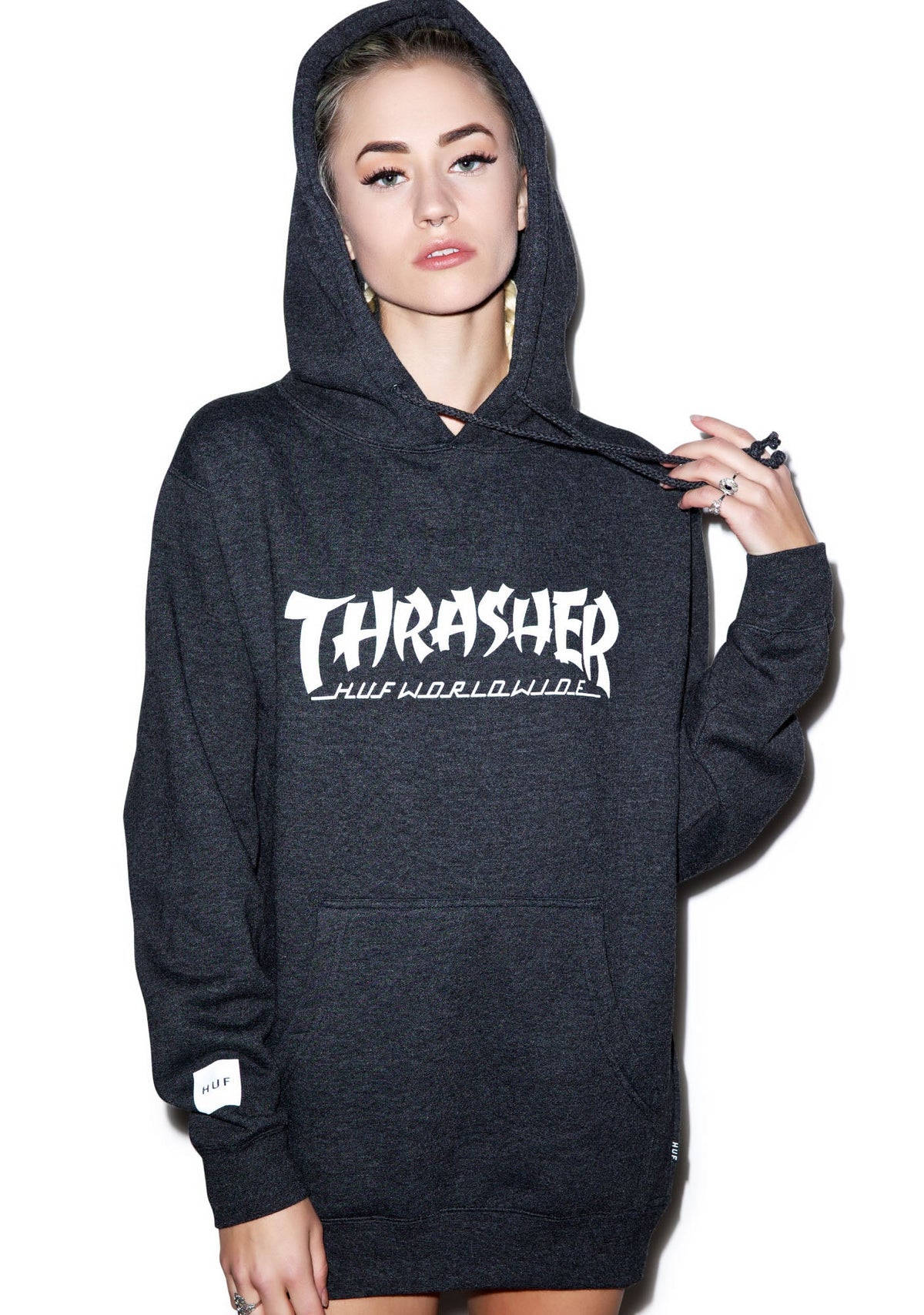 HUF X Thrasher Asia Tour Pullover Hoodie - Light Gray