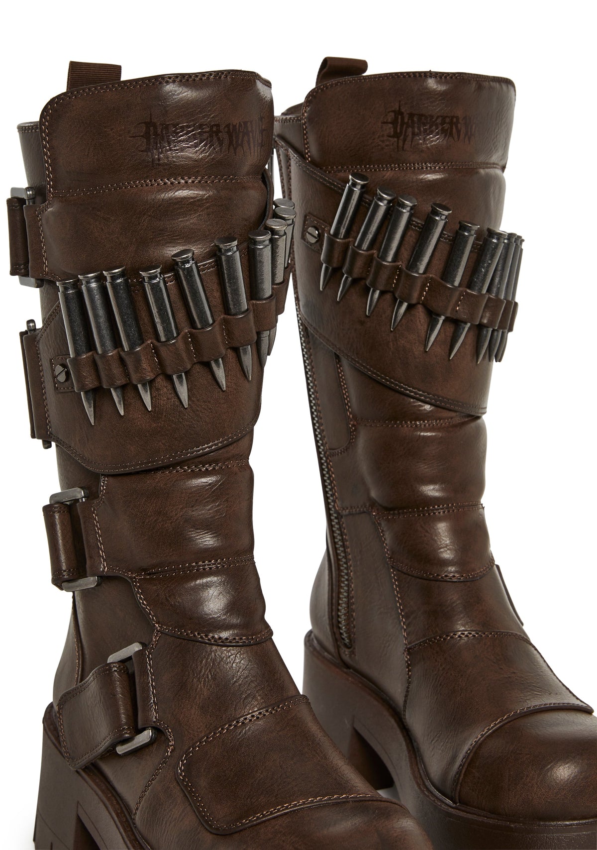 Warp Bullet Combat Platform Boots - Brown