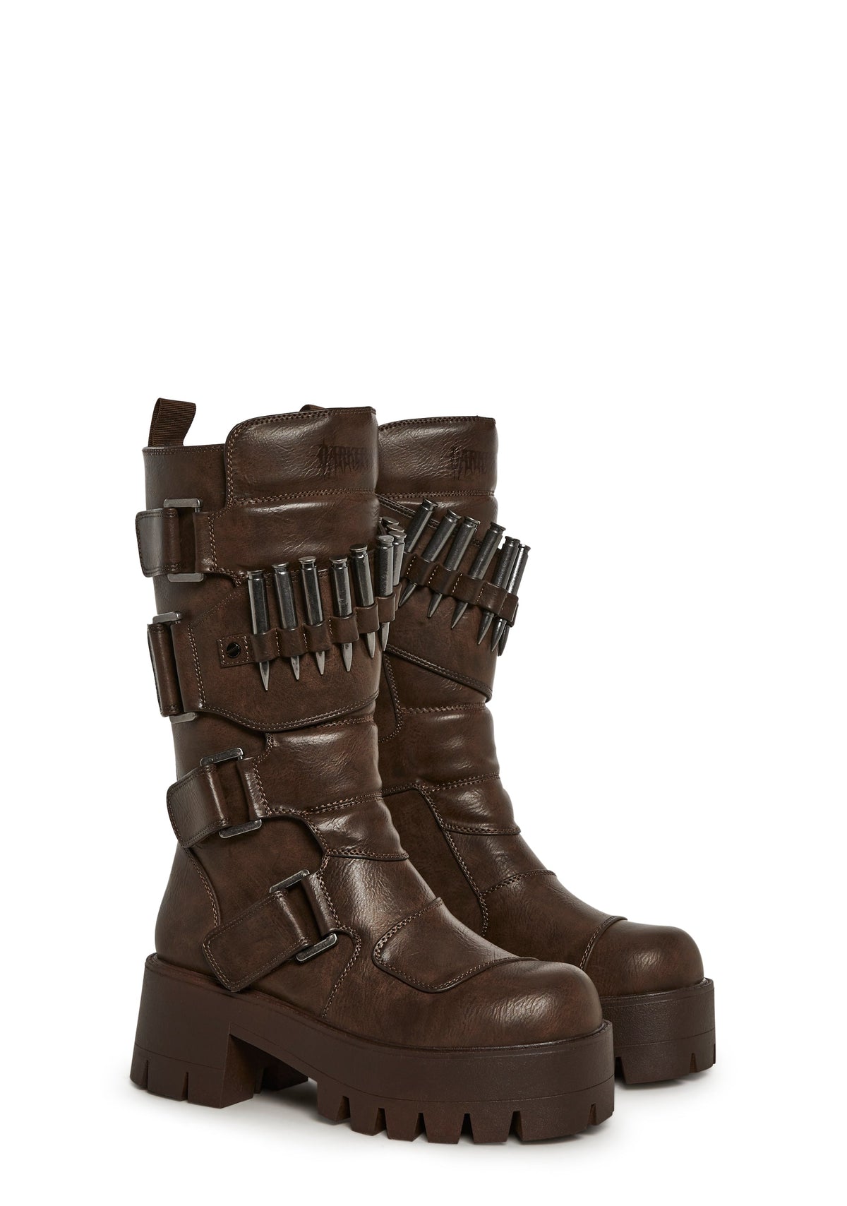 Warp Bullet Combat Platform Boots - Brown