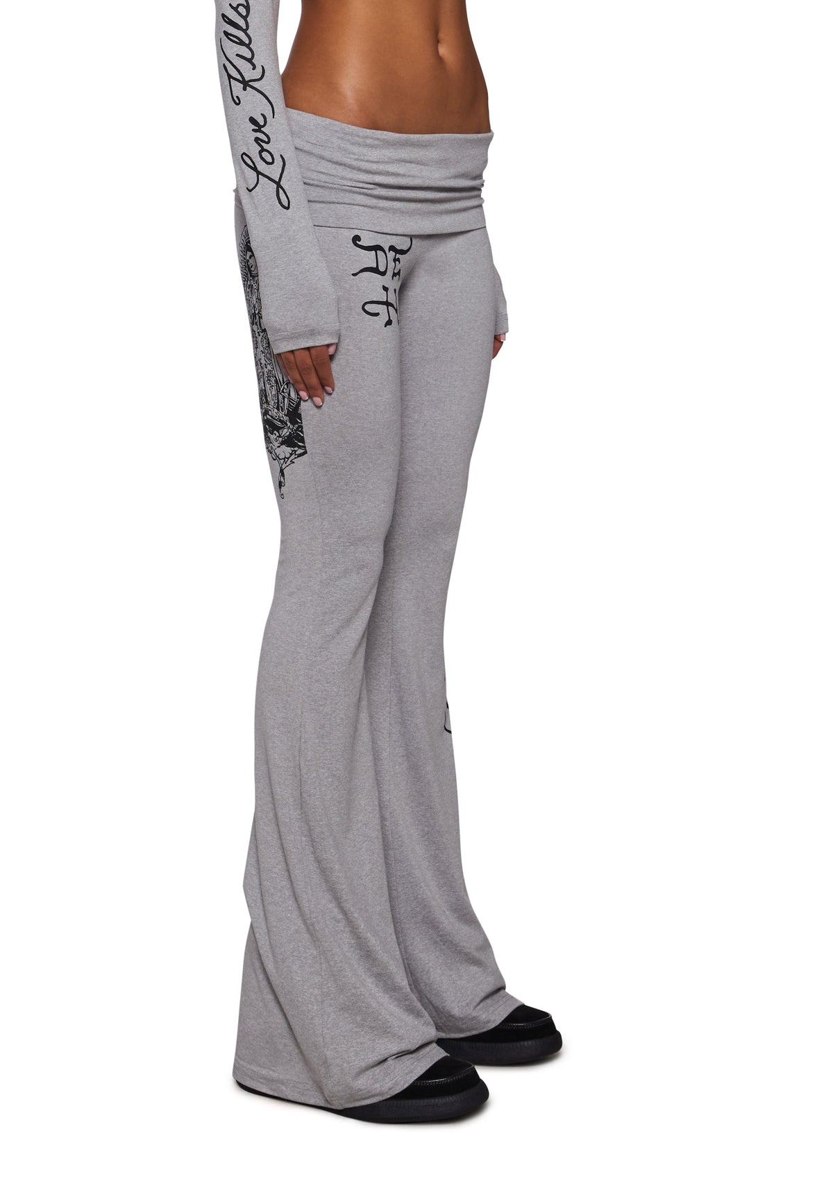 Mary Fold Over Yoga Pant - Gray