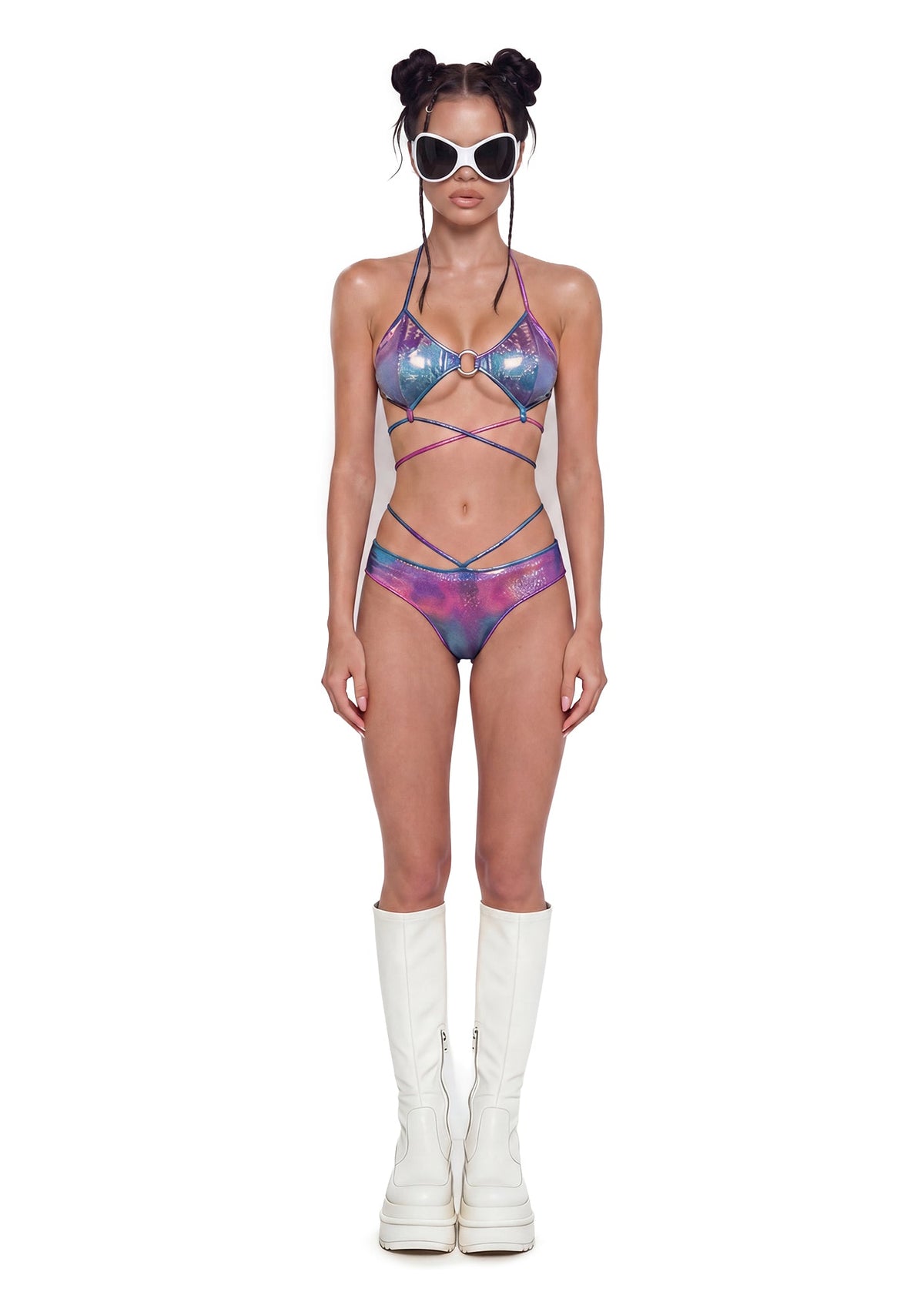Metallic Strappy Festival Set - Blue