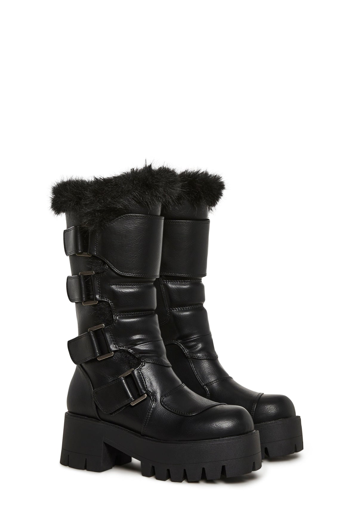 Warp Combat Platform Boots - Fur