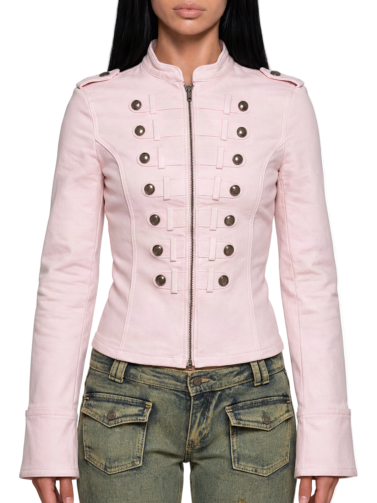 Military Parade Twill Jacket - Pink