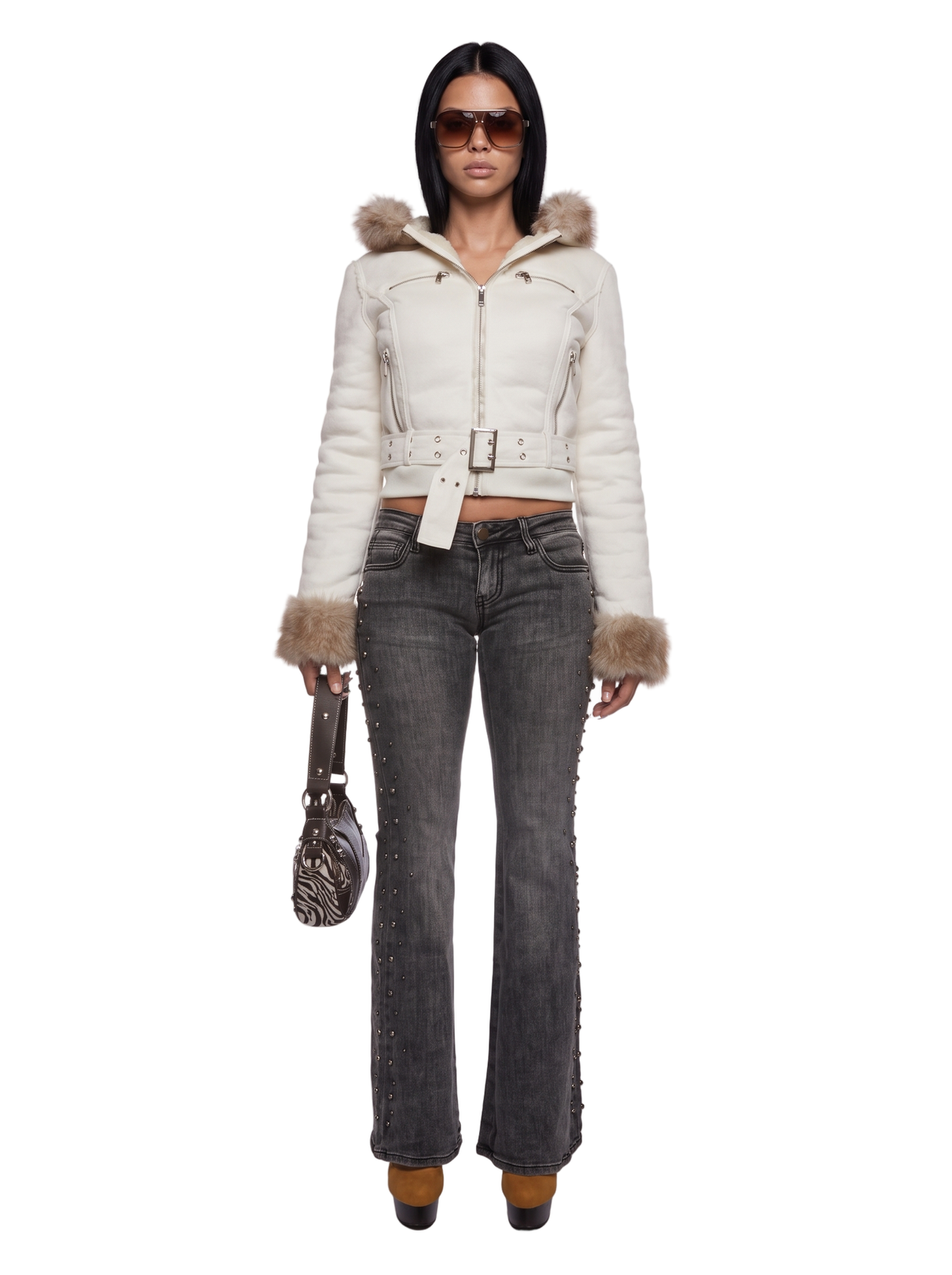 Mazzy Studded Low Rise Flare Jeans