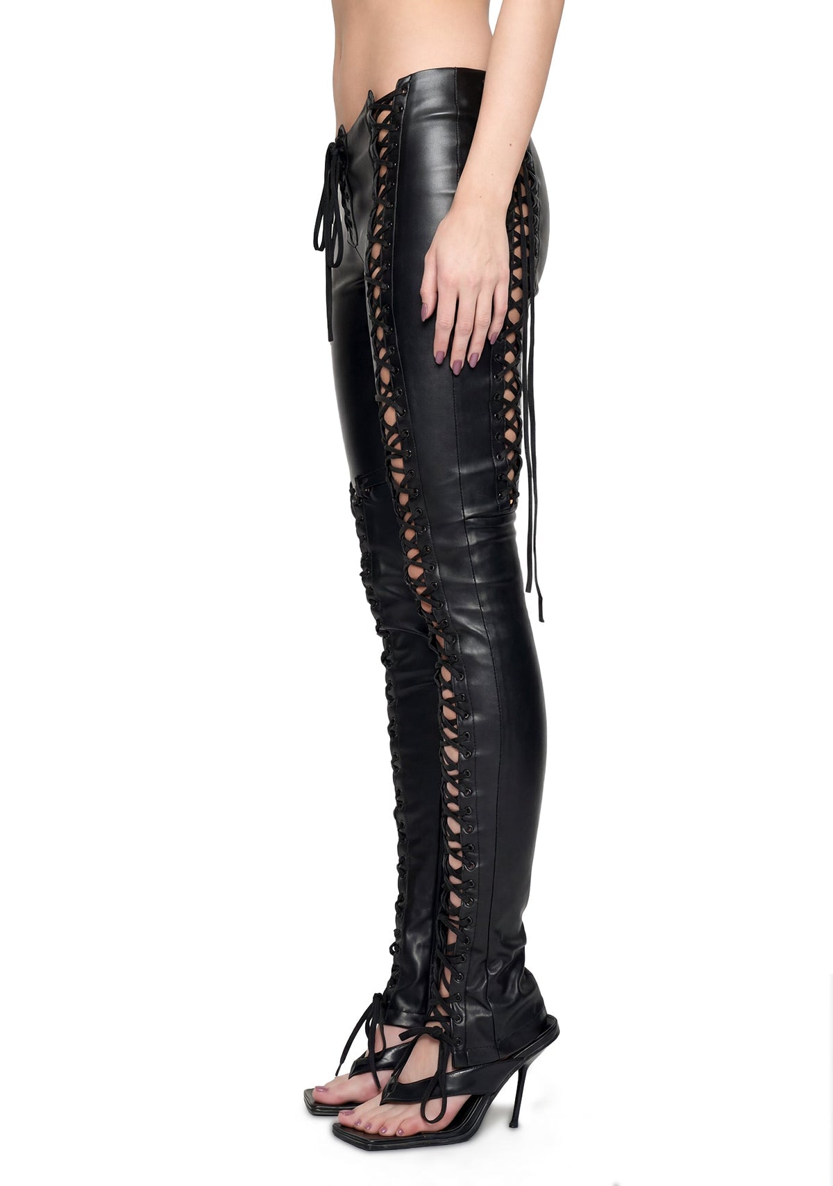 Rockstar Lace Up Pants - Black