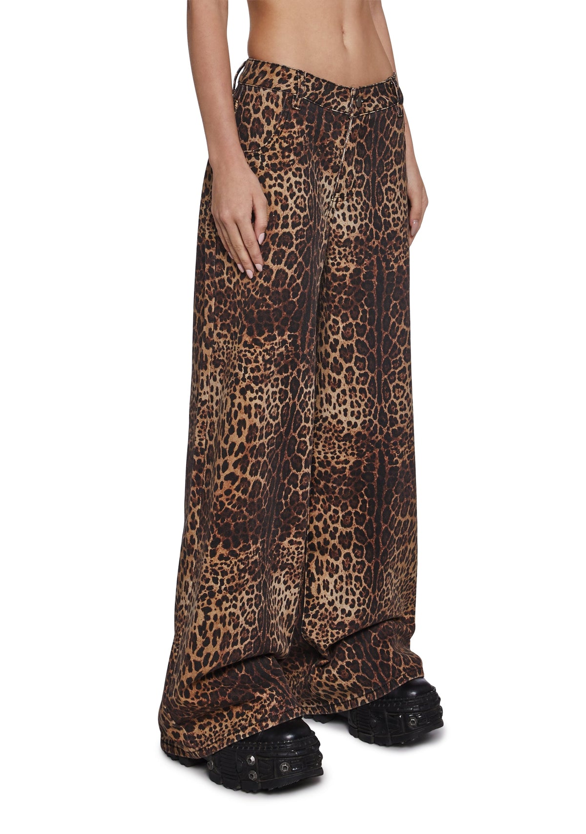 Sinful Attitude Wide Leg Jeans - Leopard