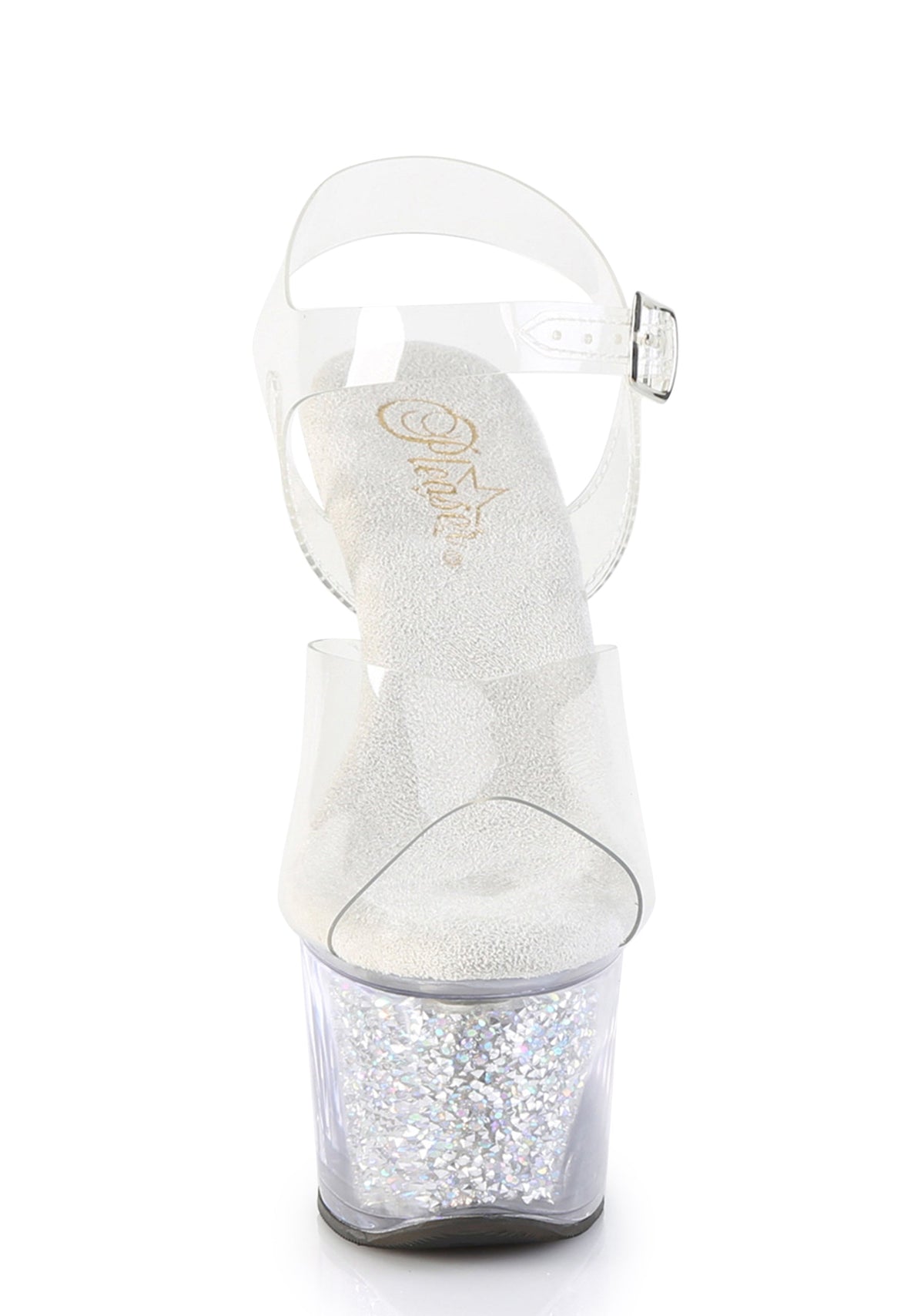 Sky-308RSI Platform Ankle Strap Sandals-Silver
