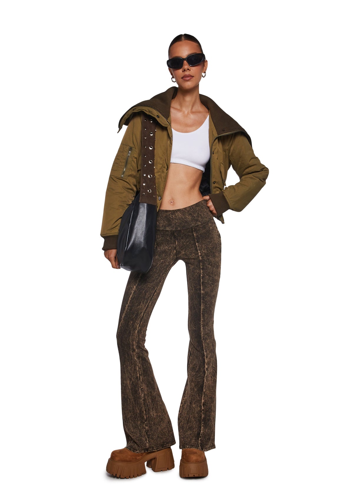 Synth Ideology Flared Pants - Brown