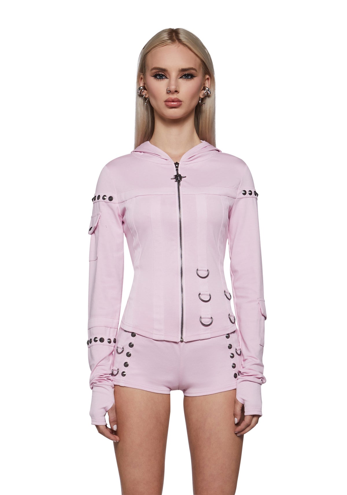 Ego Fitted Corset Sweater With Hardware - Pink