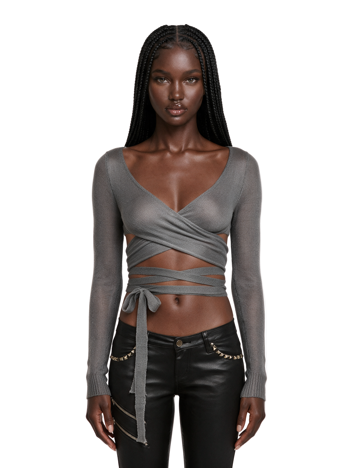 Remix Knit Wrap Long Sleeve Top