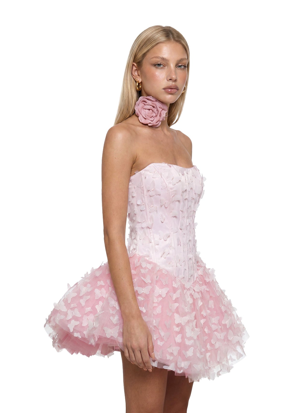 Butterfly Delight Strapless Mini Dress