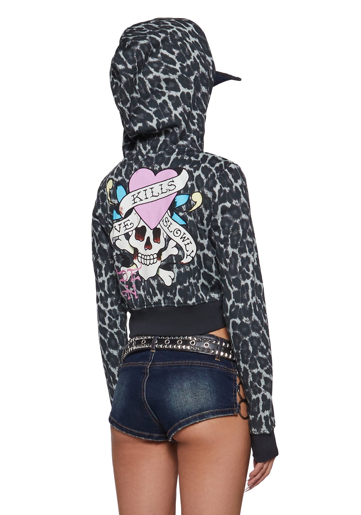 Leopard LKS Skull Zip Front Hoodie